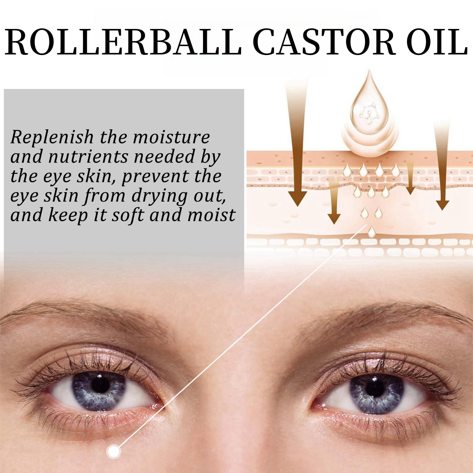Rollerball Castor Oil,Castor Oil and Frankin-cense Eye Roller,Eye Cream for Dark Circles and Puffy Eyes,Eye Rollerball for Eyes,Eye Cream Anti Aging,Anti Wrinkle Eye Care Products,Eyebag Remover - Image 4