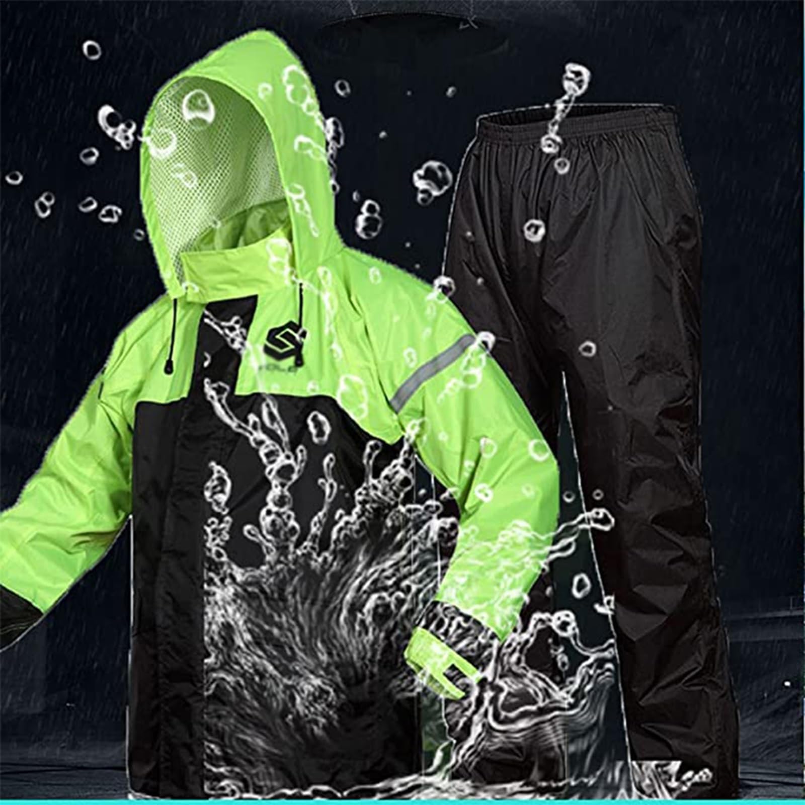 Giacca Antipioggia A Poncho Tuta Antipioggia Impermeabile Unisex per attività All'aperto, Uomo Donna Giacca da Pioggia E Pantaloni da Ciclismo(XL)