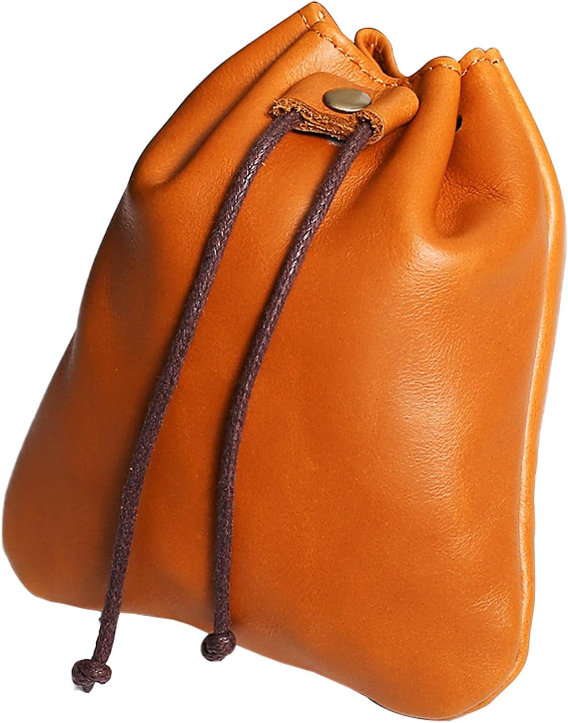 Genuine Leather Drawstring Pouch, Medieval Coin Purse Organizer Portable Change Holder, Small Multipurpose ​Medicine Tobacco Waist Bag Yellow