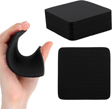 Xinjoduz 8 PCS Gym Grip Pads Rubber Weight Big Back Lifting Grips Workout Hand Pads Anti-Slip Weight Training Hand Grips Hands Protector for Gym Pull up Training Men Women No Sweaty Black