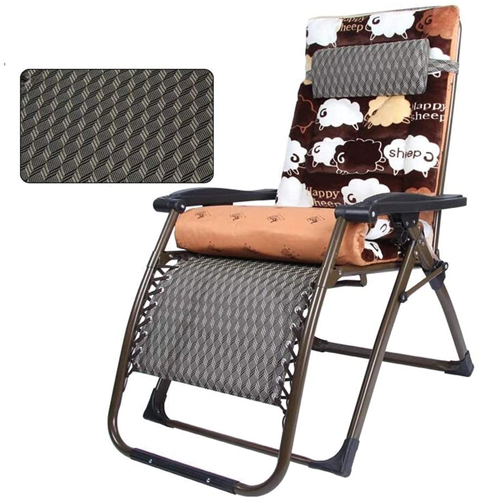Fauteuil inclinable Chaise Longue appuie-tête inclinable Jardin inclinable Cadre en Acier lit de Camp zéro gravité Needed