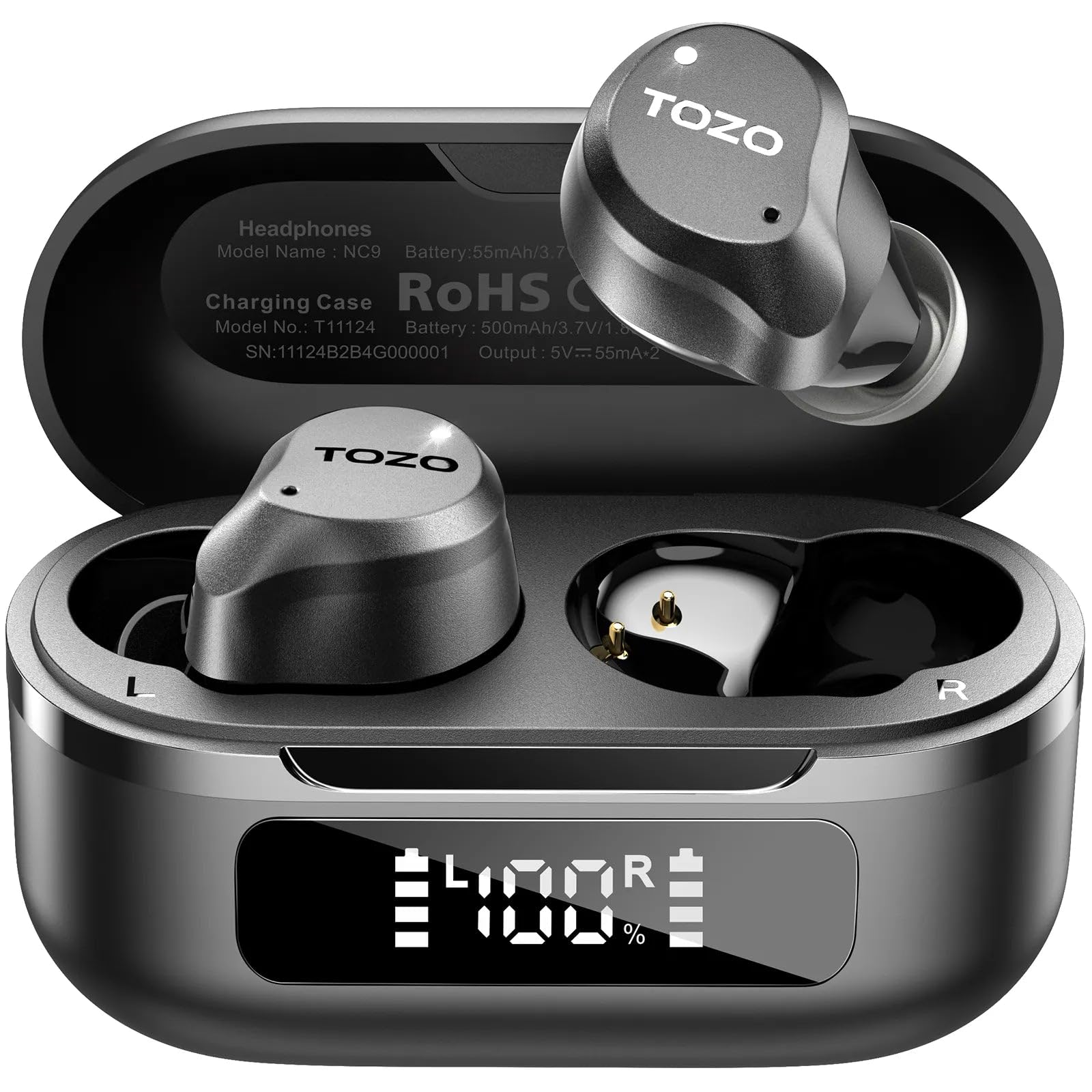 Sponsored Ad - TOZO NC9 Hybrid Active Noise Cancelling Wireless Earbuds, 6 Mics ENC Clear Call, IPX8 Waterproof, in Ear Bluetooth 5.3 Headphones Stereo Bass Ear Buds 59H Playtime with LED Display 32 EQs via APP