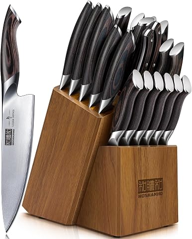 HOSHANHO 20-Piece Japanese Kitchen Knife Set with Block