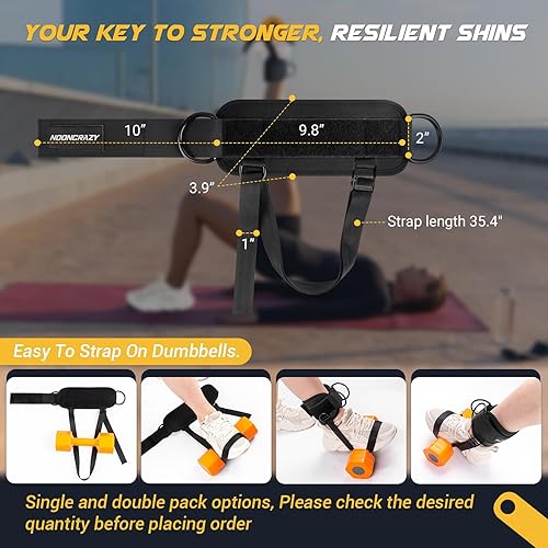 Miniatura 4 de nooncrazy Ankle Straps for Dumbbell and Cable Machine, Dumbbell Foot Attachment with Longer Stronger Nylon Strap, Tibialis Trainer, Leg Extensions,