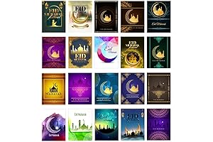 KYMY 20pcs Eid Mubarak Greeting Cards