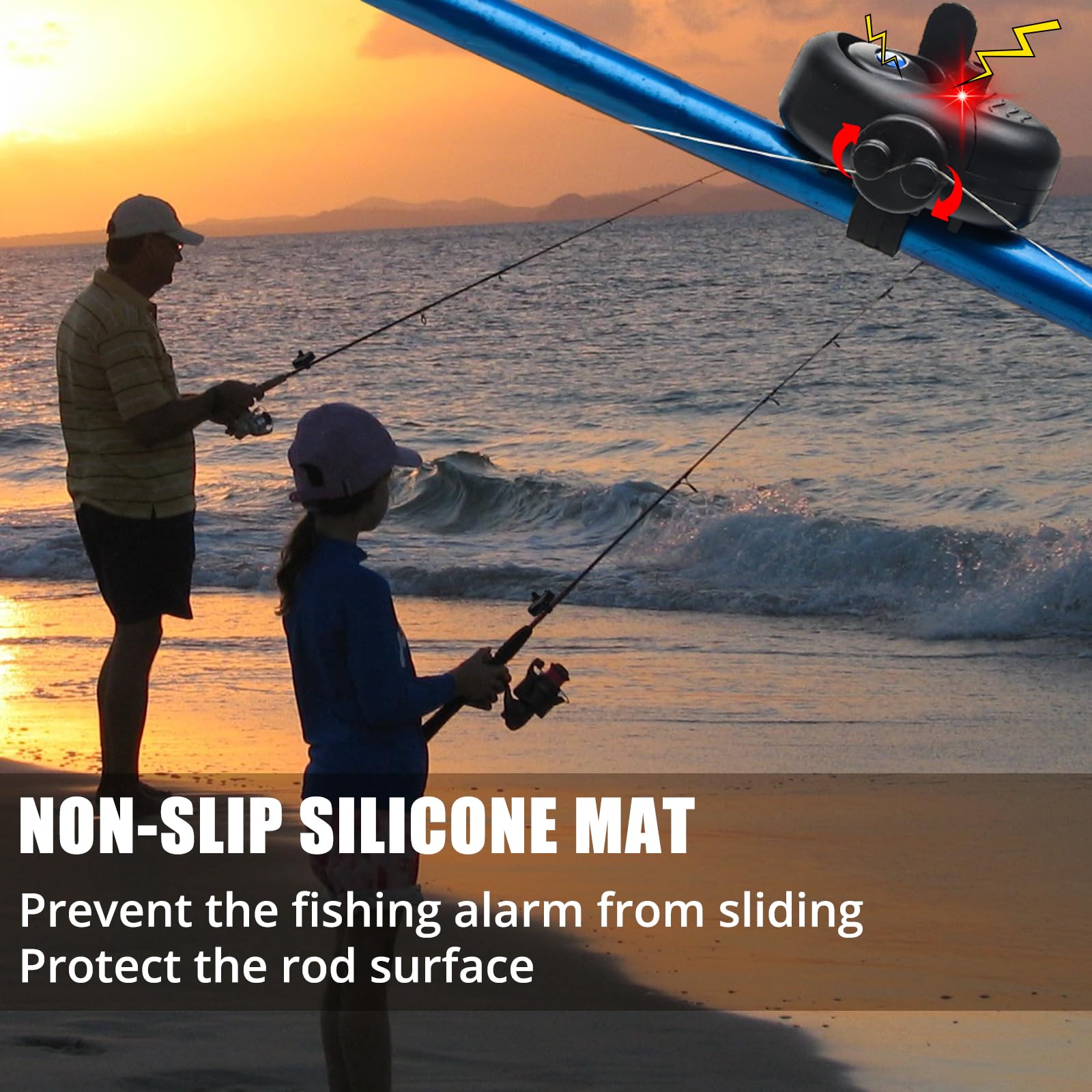 Alarme de Touche de la Canne à Pêche Détecteur Electronique Sensible Sondeur Son d'Alarme Réglable avec Indicateur LED pour Pêche Nuit Maritime Nocturne Pêcheur Amateurs Débutants