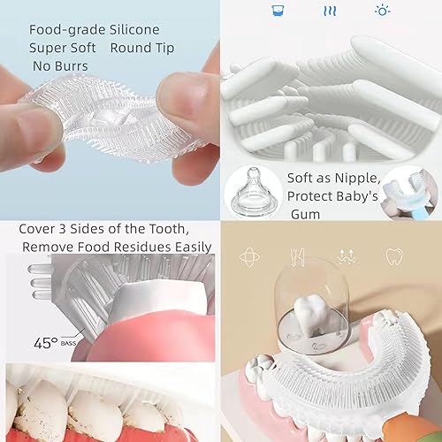 Miniatura 3 de Cepillo de dientes en forma de U 360 para niños pequeños, edad de 2-6, 2, 4, 4, 7 y 6 a 8 años, paquete de cabezal de cepillo de dientes