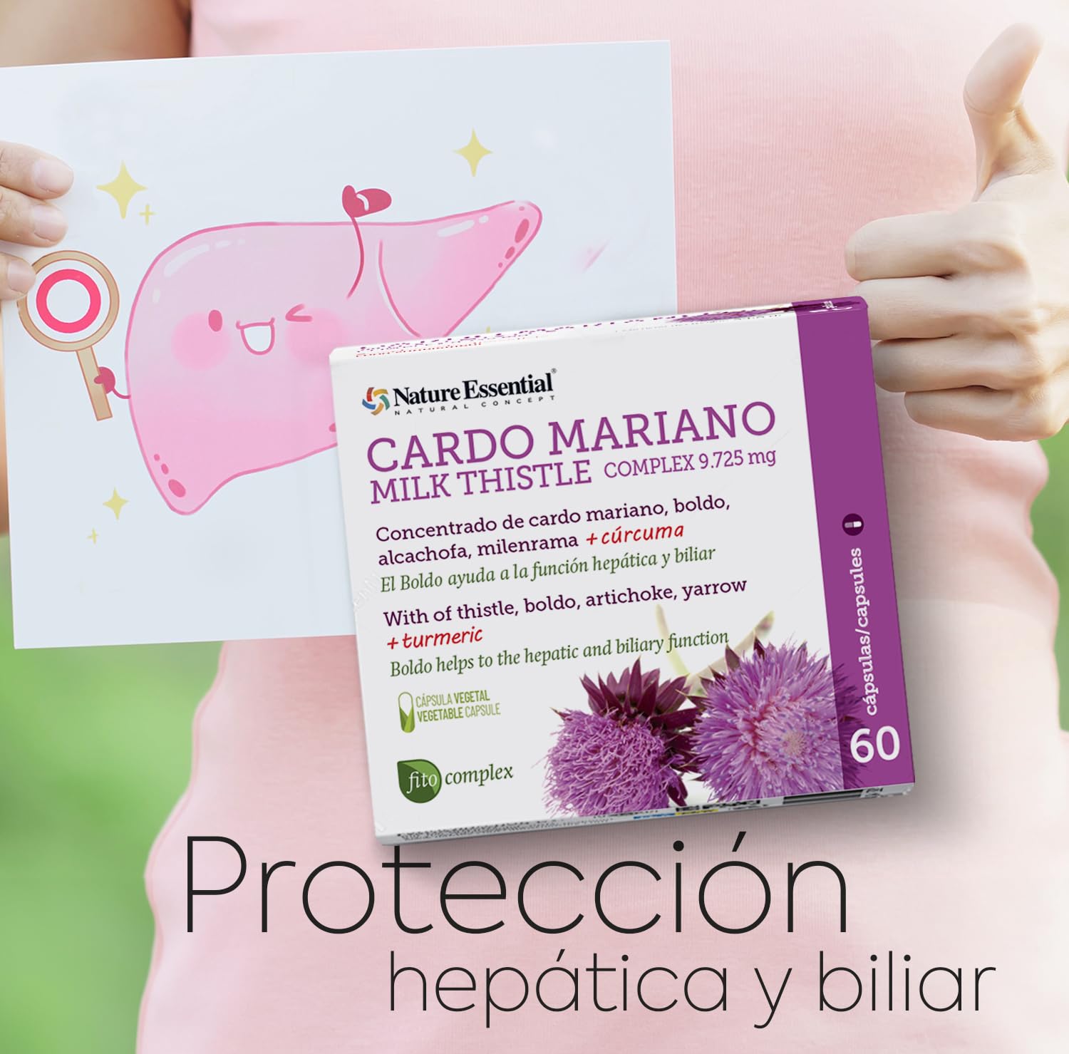 Nature Essential | Cardo Mariano Complex 9.825 mg | 3 Unidades | 60 Cápsulas | Con Boldo y Alcachofa | Favorece la Detoxificación del Hígado | Facilita la Digestión y el Bienestar Digestivo
