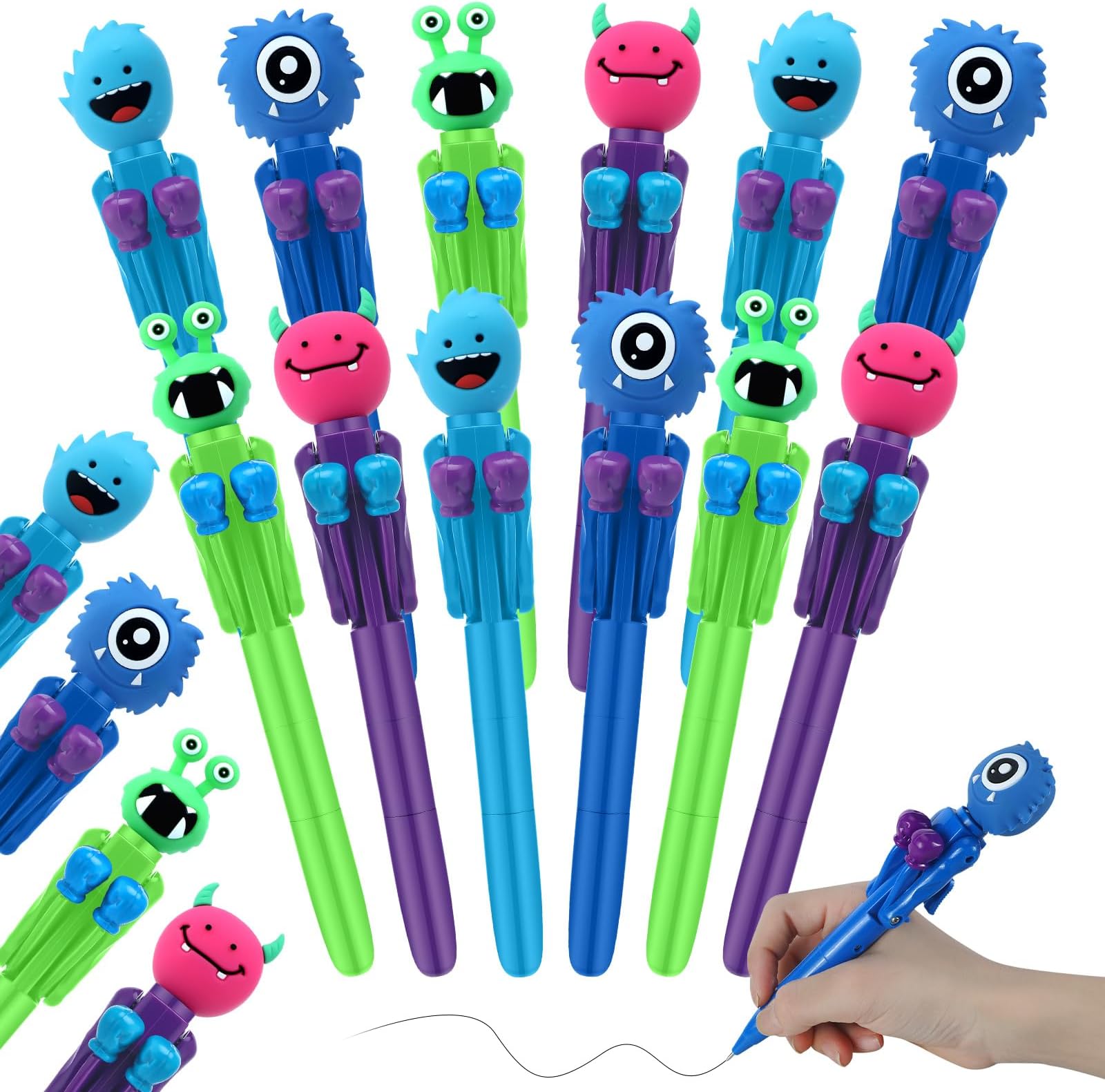 12 Pcs Halloween Boxing Pen Halloween Ballpoint Pen Pumpkin Vampire Zombie Boxing Pens 0.7mm Novelty Writing Pen Funny Ballpoint Pen for Halloween Party Office Supplies(Cute)