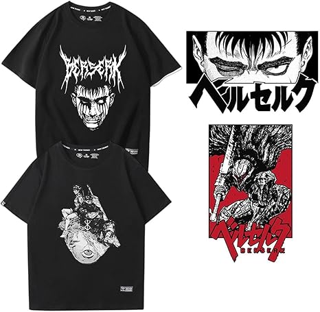 Amazon Icyy ベルセルク Tシャツ 半袖 メンズ インナーシャツ ガッツ キャスカ パック ファルネーゼ スポーツ プリント 夏服 綿製 T Shirt 記念シャツ トップス ゆったり 日常服 コスプレ衣装 肌着cosplay スポーツシャツ スウェットシャツ 変装 個性的 上着 綿シャツ