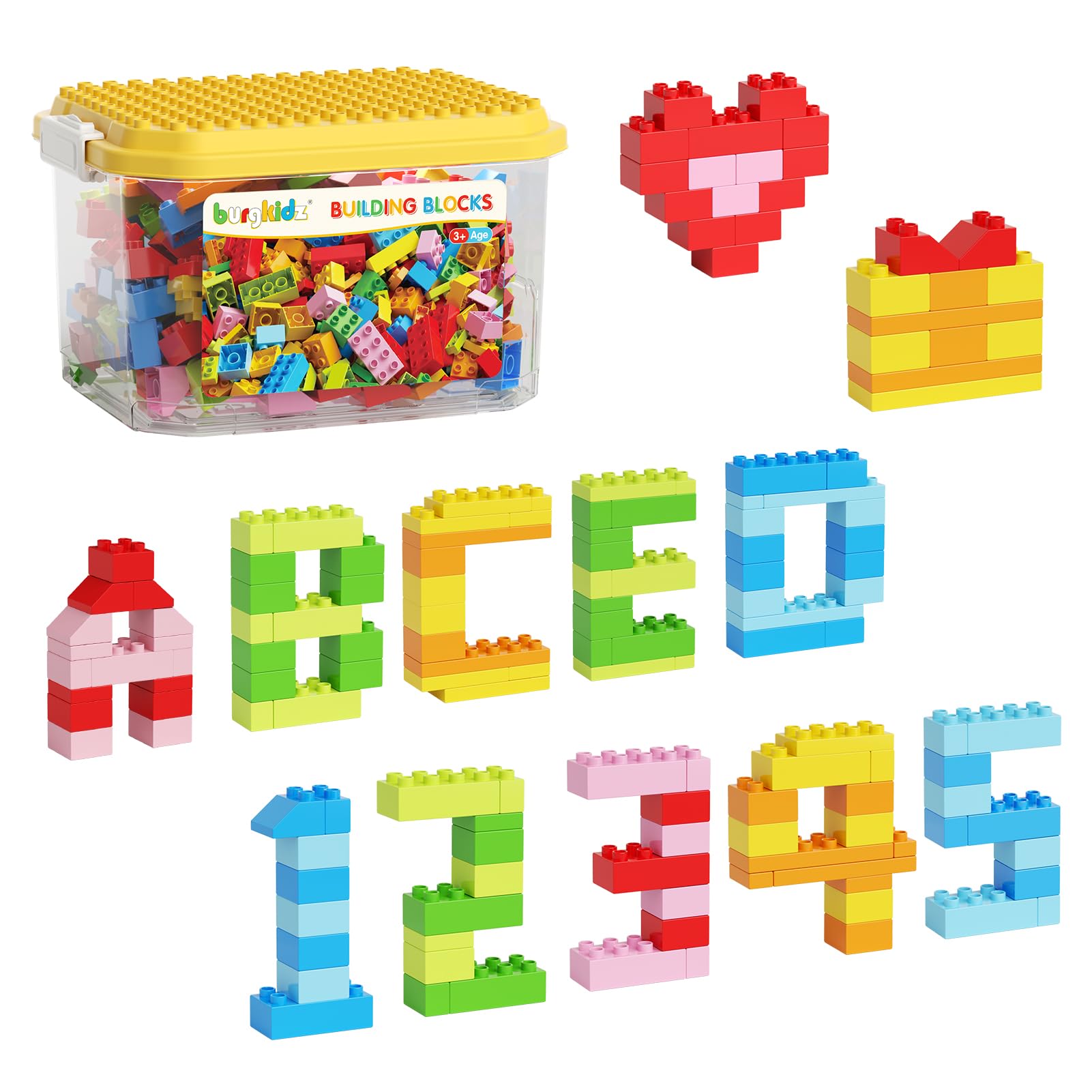 burgkidz Brique de Construction, 150 Pièces Gros Bloc de Construction avec Boîte de Rangement, Jouets STEM Cadeaux pour Garçons et Filles, Set de Jeux Grande Brique Construction Enfants Âge 3 à 5 Ans