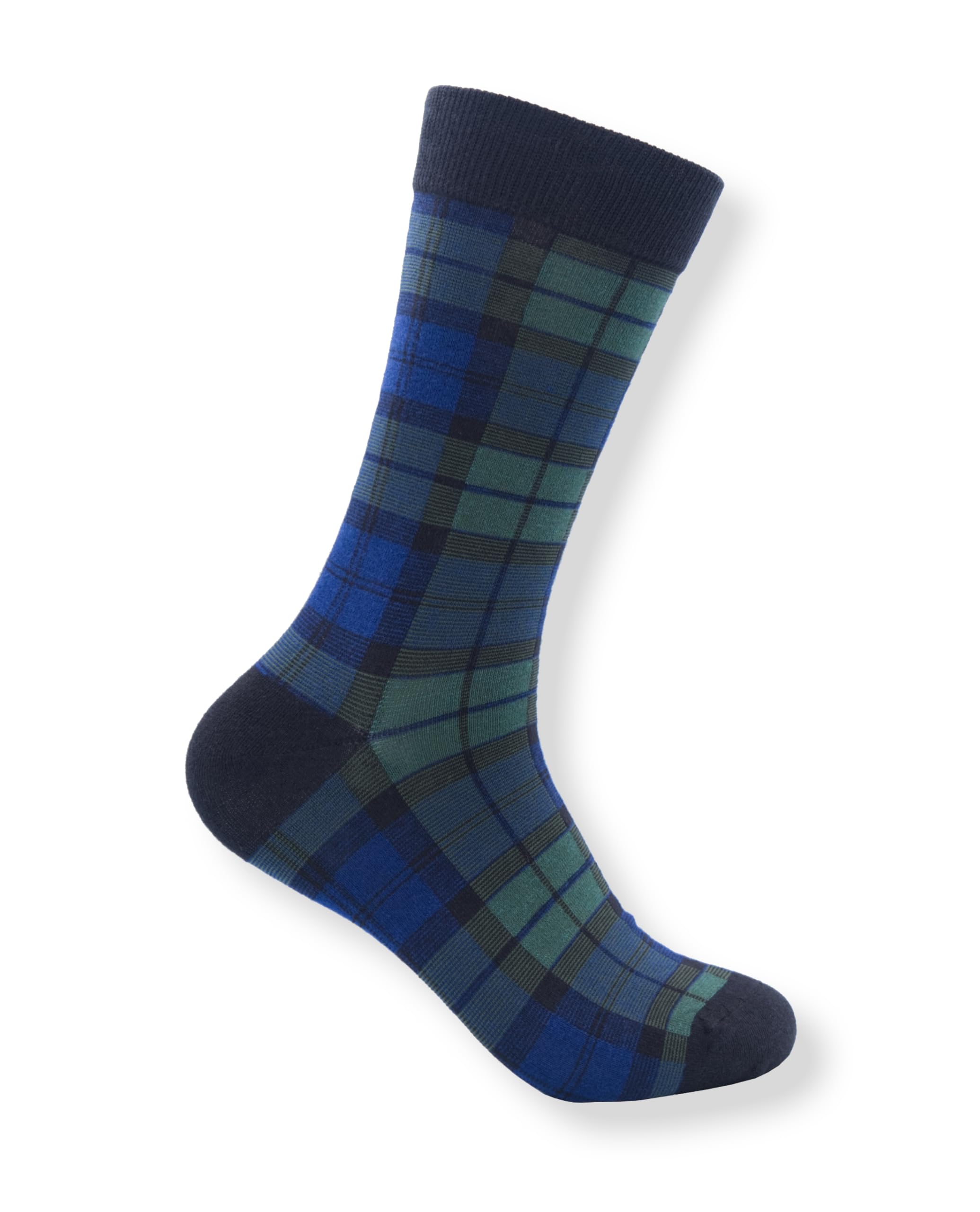 Tartan Studio Men's Black Watch Socks | Soft Combed Cotton Socks - UK10-12 | Green Blue Plaid Gift for Men