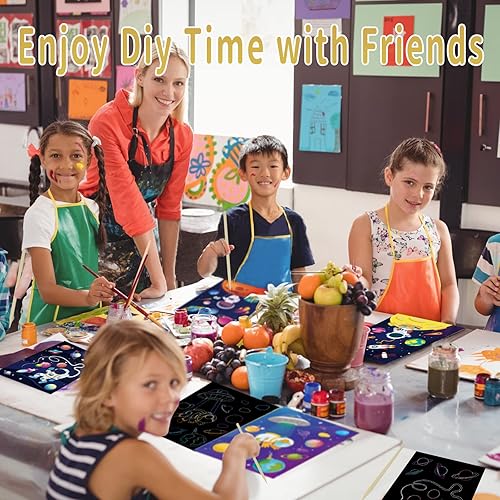 Miniatura 5 de OPUHOHR Juego de 3 juegos de arte mágico de papel para rascar, colorido libro de arte de dibujo mágico con 3 bolígrafos para rascar para cumpleaños,