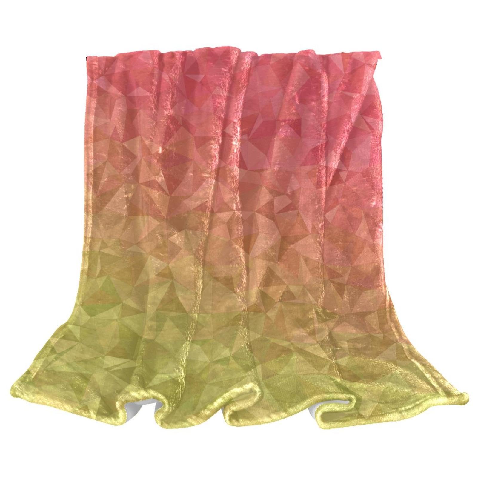 Couverture polaire triangle jaune rose microfibre 150x130 cm