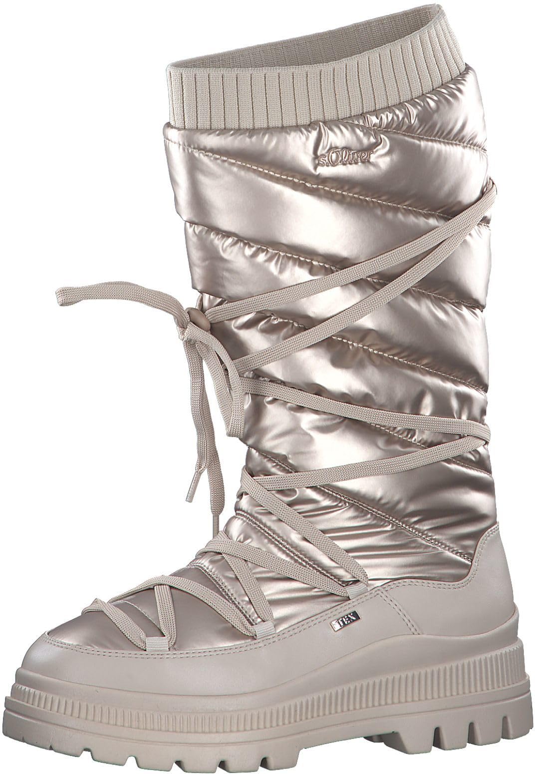 s.Oliver Women's Winter Boots without Heel with Lacing Lined, nude, 5 UK