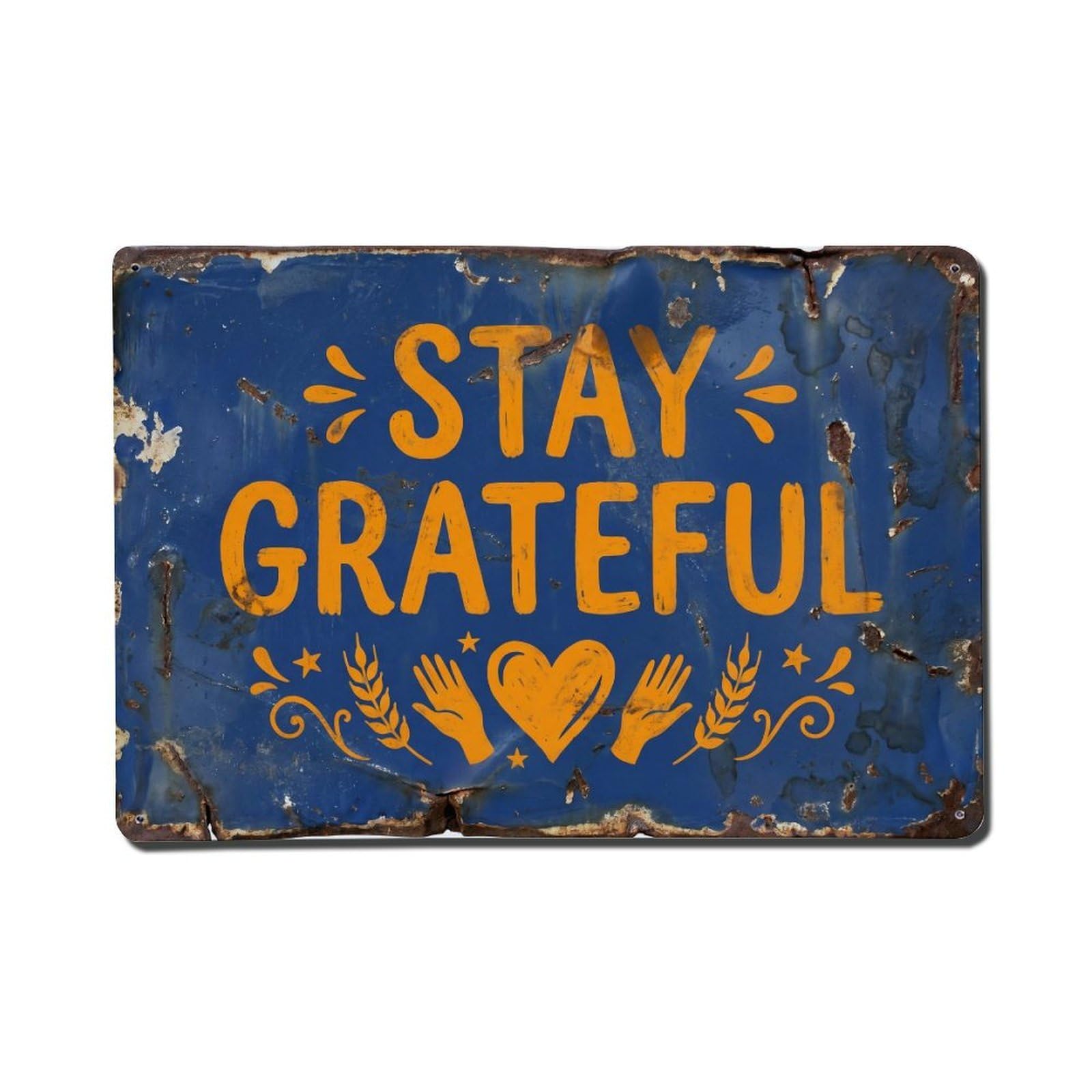 Stay Grateful Home Retro Motivational Slogans Metal Tin Sign Wall Decor for Cafe, Club, Garden Metal Poster 8x12Inch