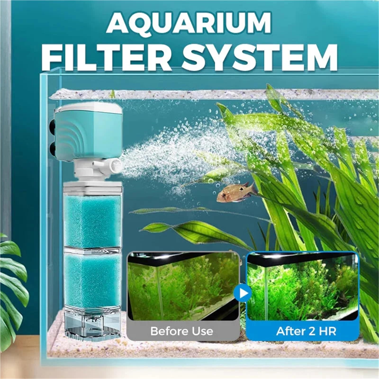 System filtrów akwariowych, Filtr Gąbkowy Do Akwarium, Wewnętrzna Oczyszczarka Wody, Wielofunkcyjna Pompa, Fala Robienia Stolca, Przyssawka Powietrza(45W)