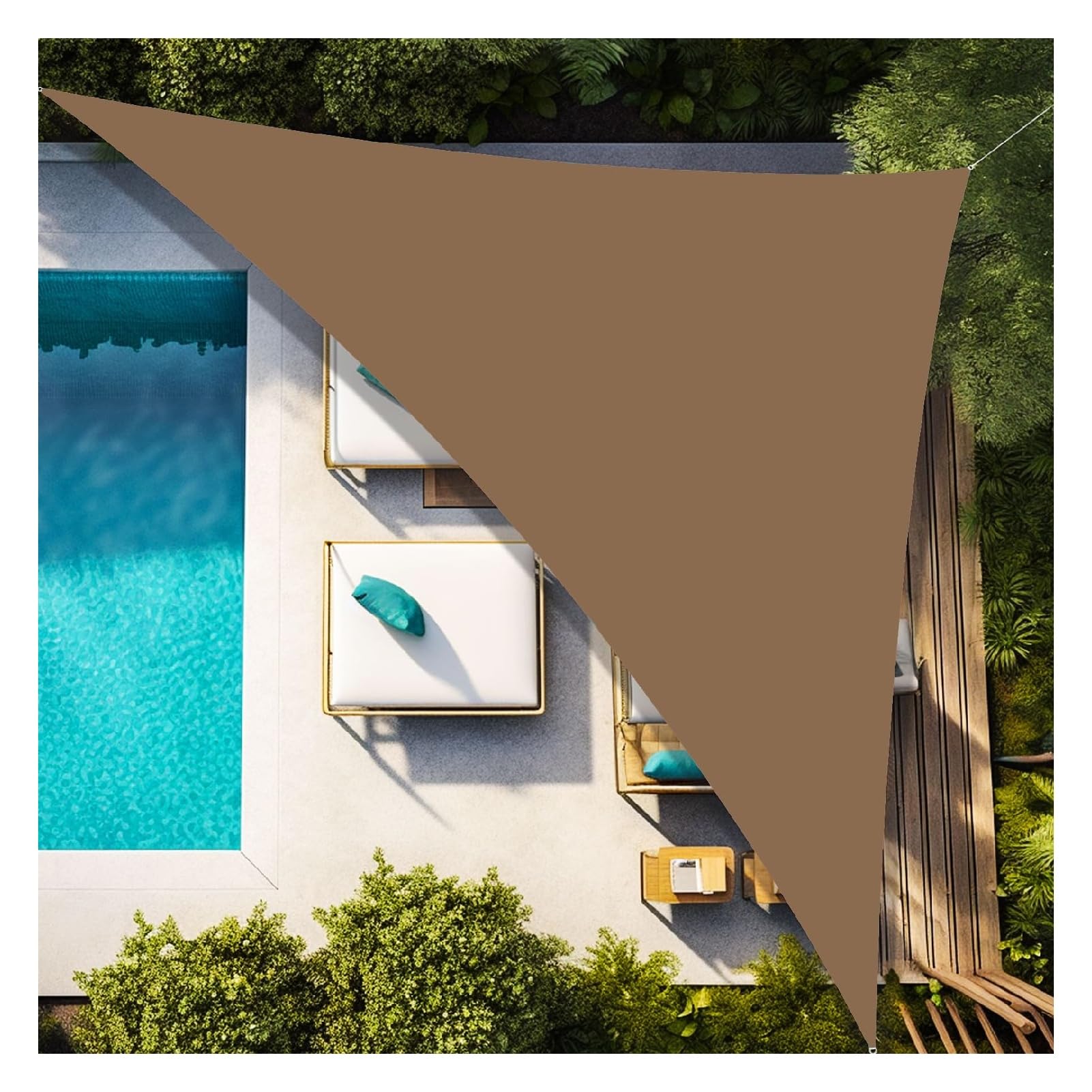 Voile d'ombrage triangulaire imperméable 3x3x3m marron pour jardin