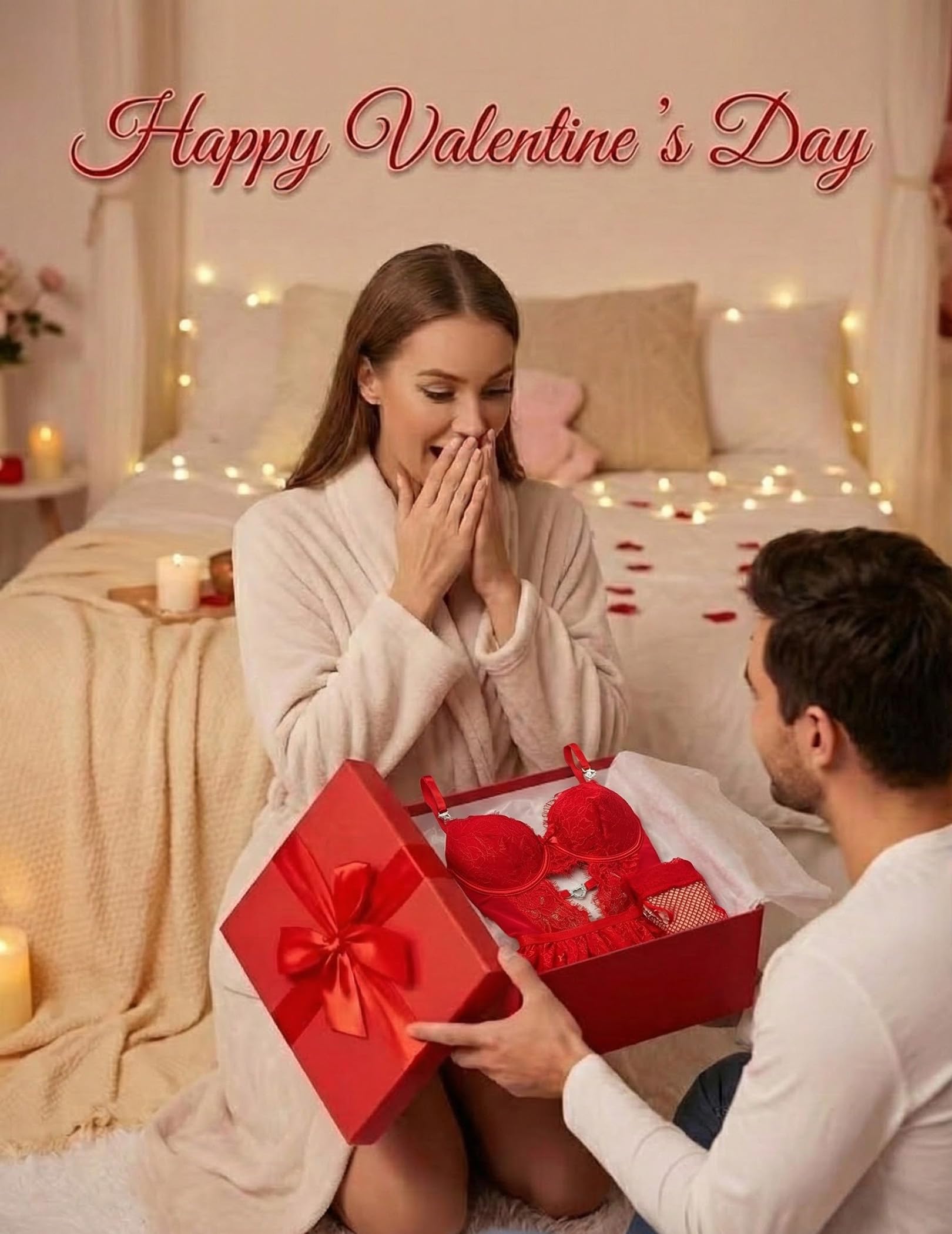 Women Lingerie Set Naughty Lace Bodysuit High Waisted Underwire Lingerie Babydoll With Garter Belt and Stockings: XX-Large Red