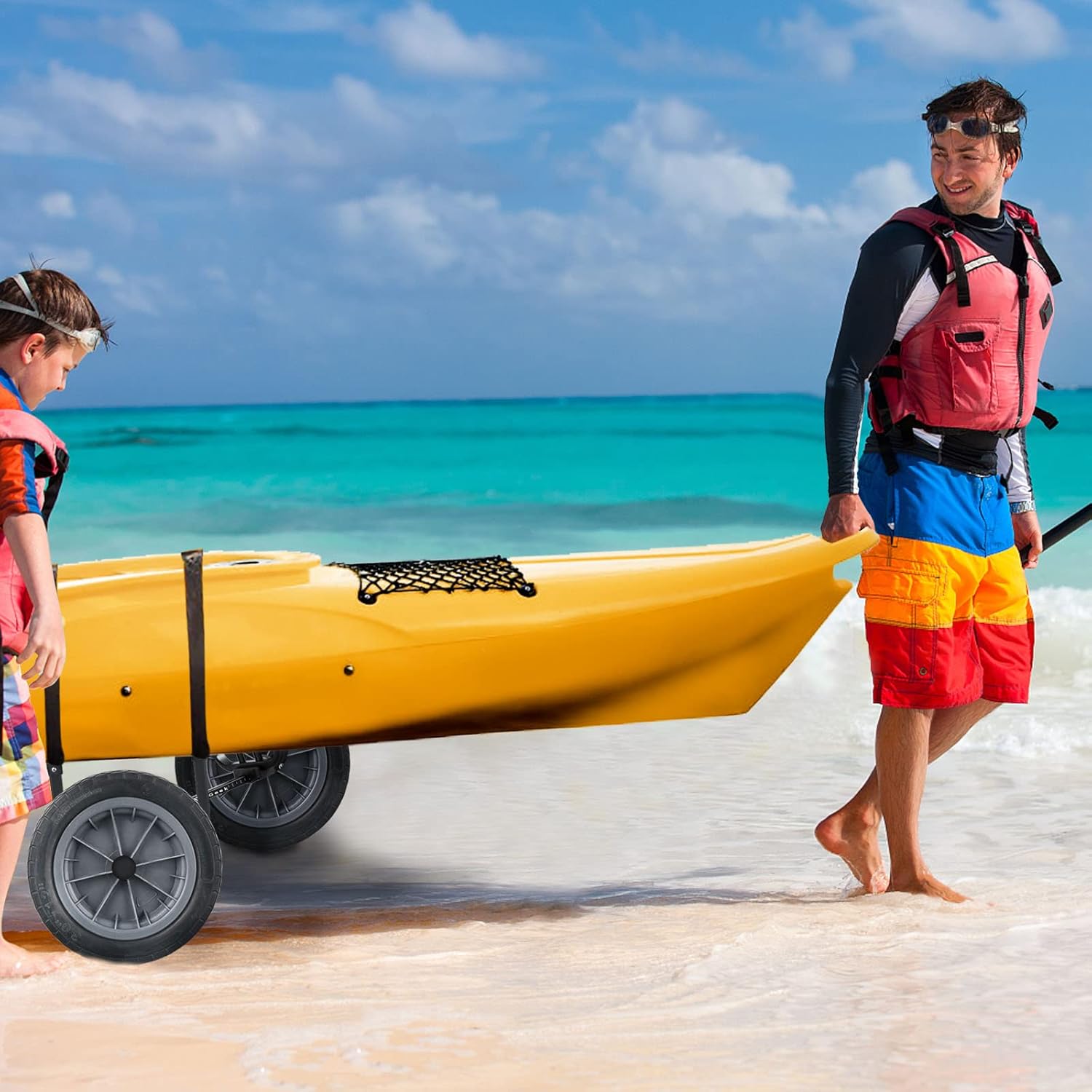 XGeek Kayak Cart,Heavy Duty Canoe Cart with Adjustable Width for Rough Terrain,450 Lb Weight,Rating for Kayaks and Canoes
