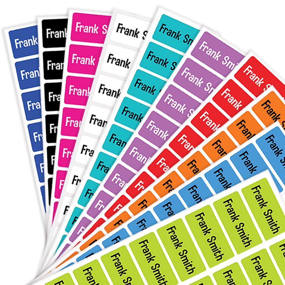 Pack of 48 Kids Name Labels (25 x 12 mm) Self Adhesive Waterproof Personalised Name Stickers for Water Bottles Lunch Boxes Pencil Boxes Packwith® — image 1