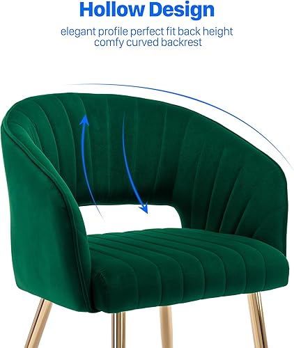 Miniatura 5 de KCC Silla de escritorio moderna de terciopelo, sillón tapizado, sillas de comedor, sillas de tocador copetudas, sillas laterales con patas de metal