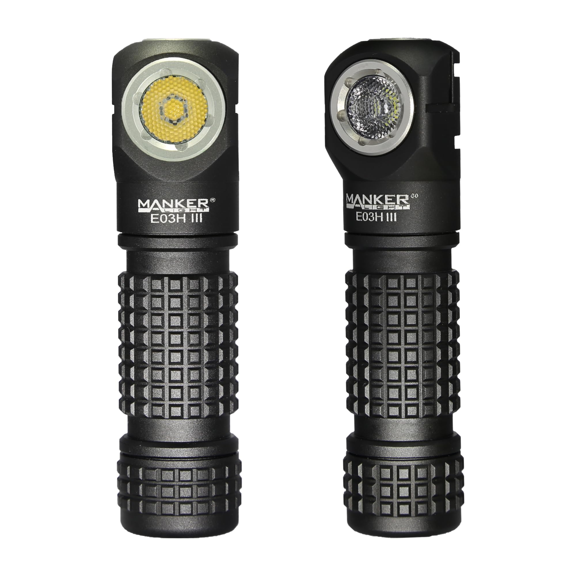 Manker E03H III wiederaufladbare Stirnlampe, 1200 Lumen, Mini-Taschenlampe mit Clip, 90 Grad EDC AA rechtwinklige Taschenlampe mit Kopfband und Magnetschwanz, Schwarz