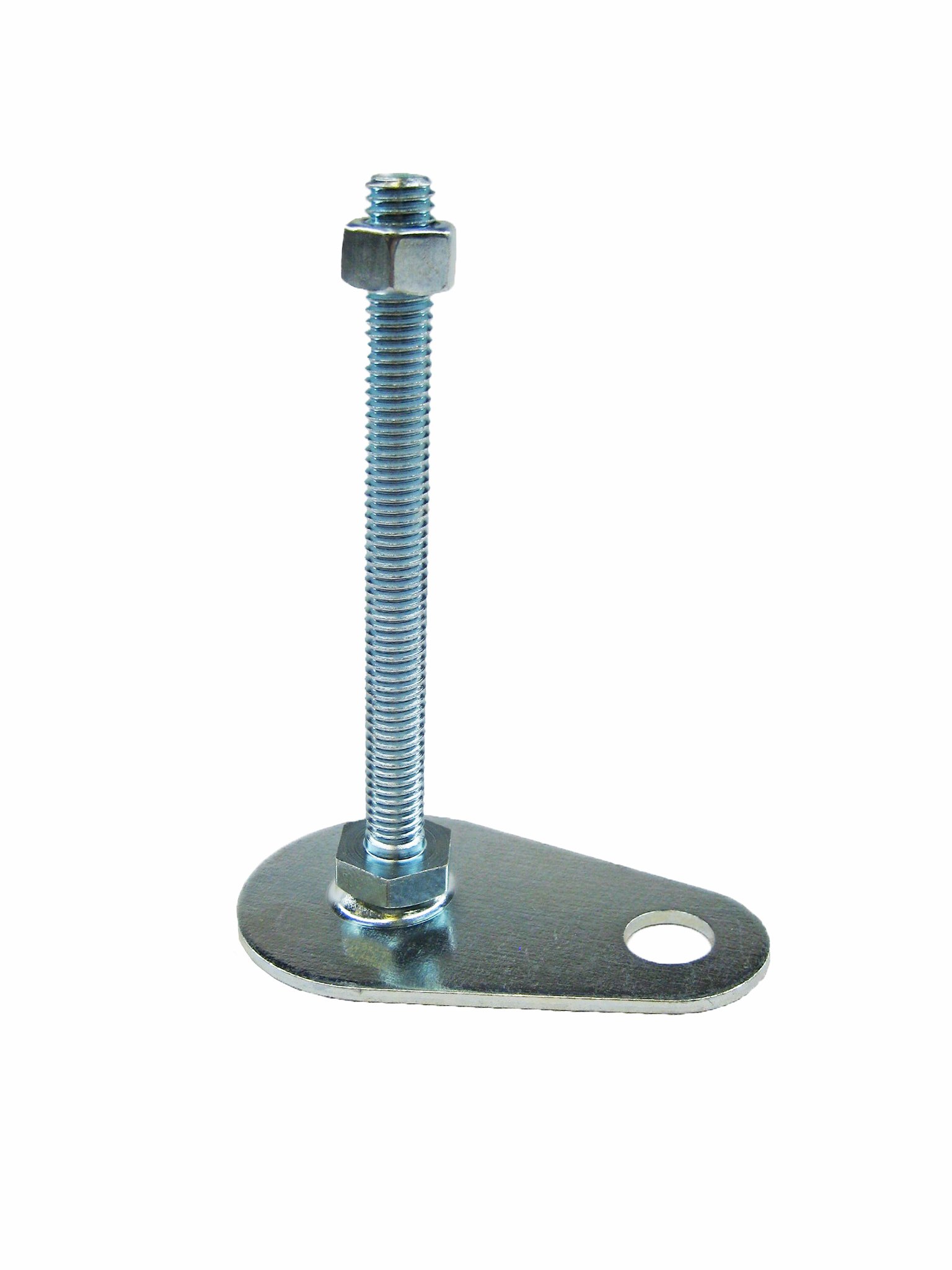 J.W. Winco 440.1-60-M10-100-OS Series GN 440.1 Carbon Steel Leveling Feet with Fixing Lug, Zinc Plated and Blue Passivated Finish, Metric Size, 60mm Base Diameter, M10 x 1.5 Thread Size, 100mm Thread