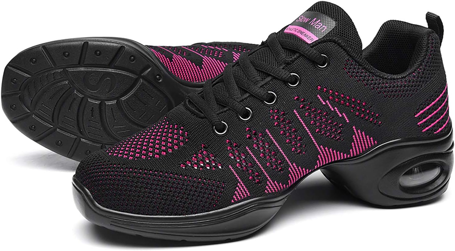 Women's Jazz Shoes Lace-up Sneakers - Breathable Air Cushion Lady Split Sole Athletic Walking Dance Shoes Platform