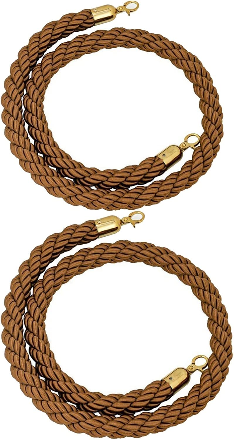 Crowd Control Barrier Ropes - Hemp Rope Queue Management Polished Snap Hooks Stanchion Queue Safety Ropes for Event Line Control and Post Barriers