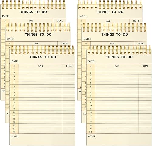 Paquete de 6 tarjetas de biblioteca, bloc de notas de cosas que hacer, bloc de notas de lista de tareas, planificador de recordatorios diarios, bloc