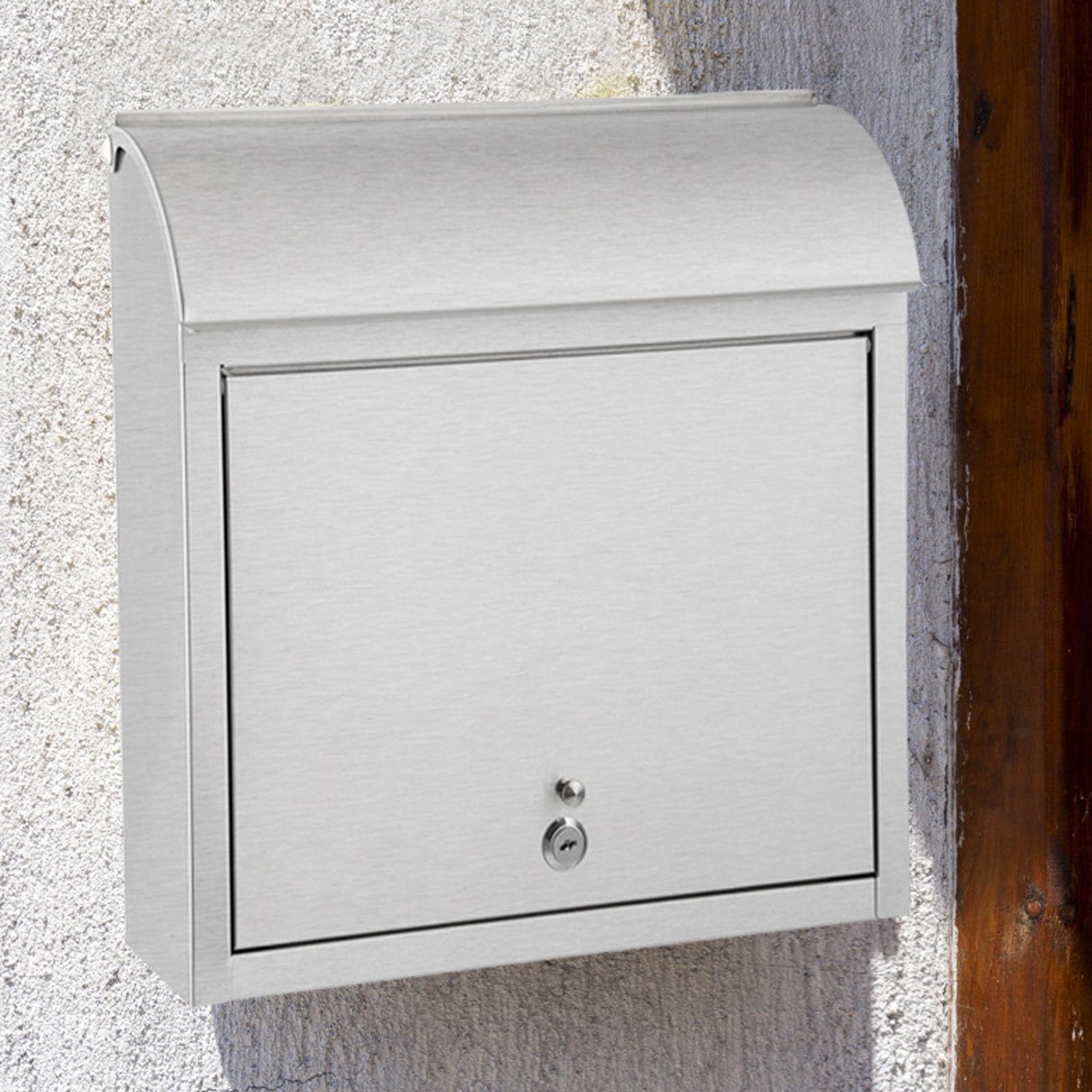 Wandmontierte Postkasten, Outdoor-Paketbox aus Edelstahl mit Schlüsselschloss, Wetterfester Hängender Sicherer Zustellungskasten,Großes Fassungsvermögen