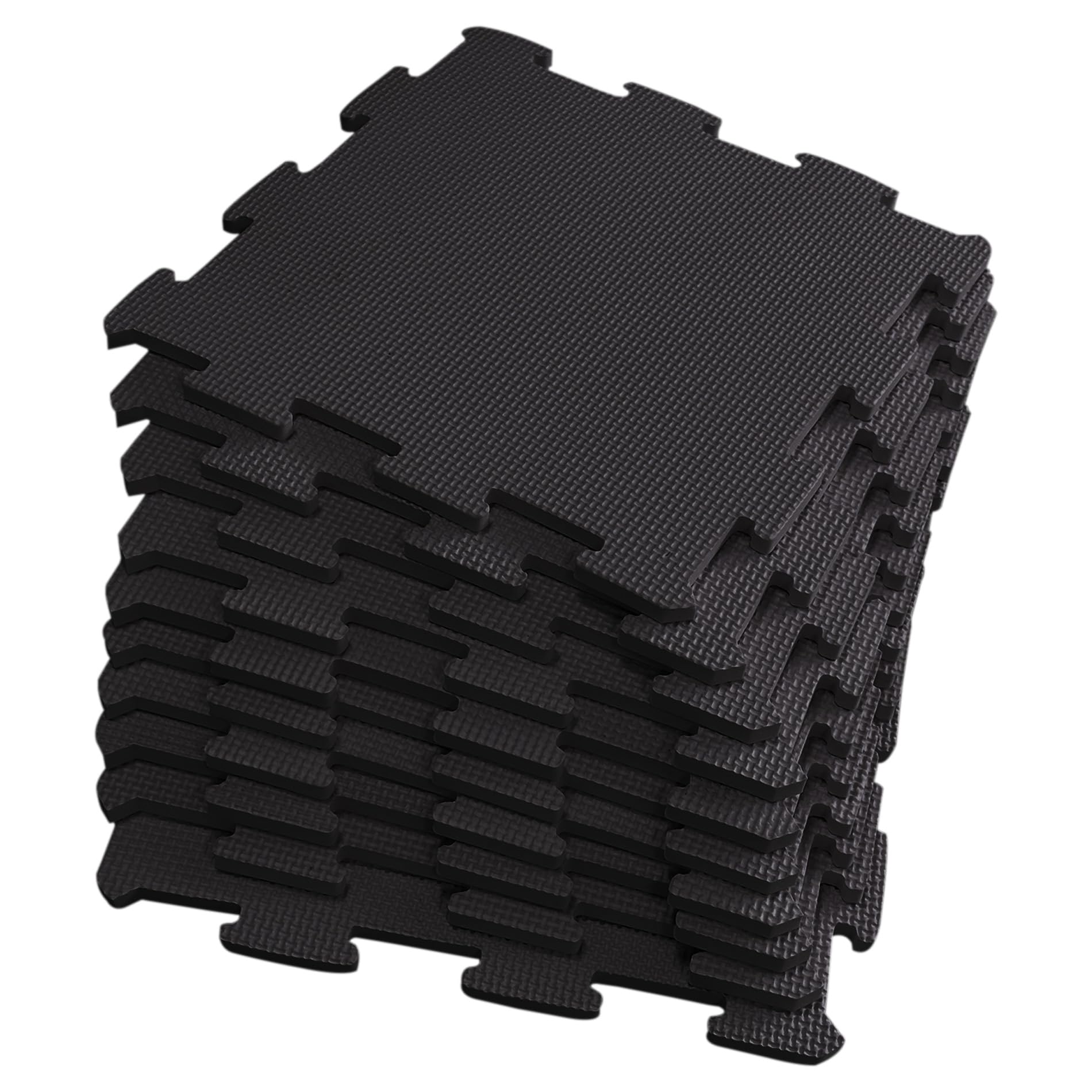 EVA Interlocking Soft Foam Play Mat Kids Gym Yoga Exercise Fitness Floor Tiles (Black, 10Pc-10 Sq Ft)