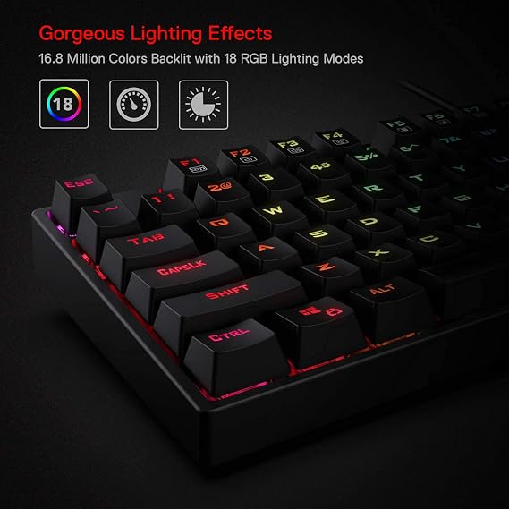 Redragon K582 Wired RGB Mechanical Gaming Keyboard, 104-Key Standard Layout