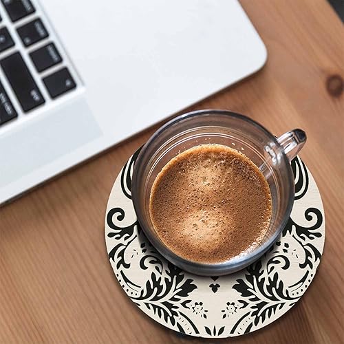 Miniatura 4 de Posavasos de estilo barroco retro para bebidas, color negro, creativo, elegante, floral, diseño de damasco, regalos para inauguración de la casa,