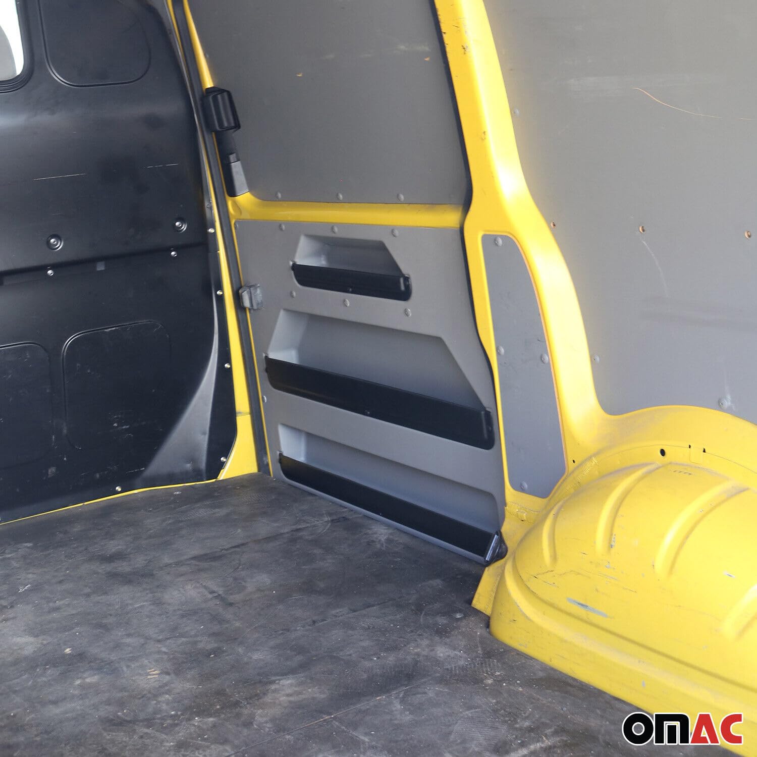 OMAC Rangement de Porte Droite de Fourgonette Compatible avec VW T5 T6 Transporter VAN 2003-2022, Organiseur de Coffre Camionnette en ABS Gris