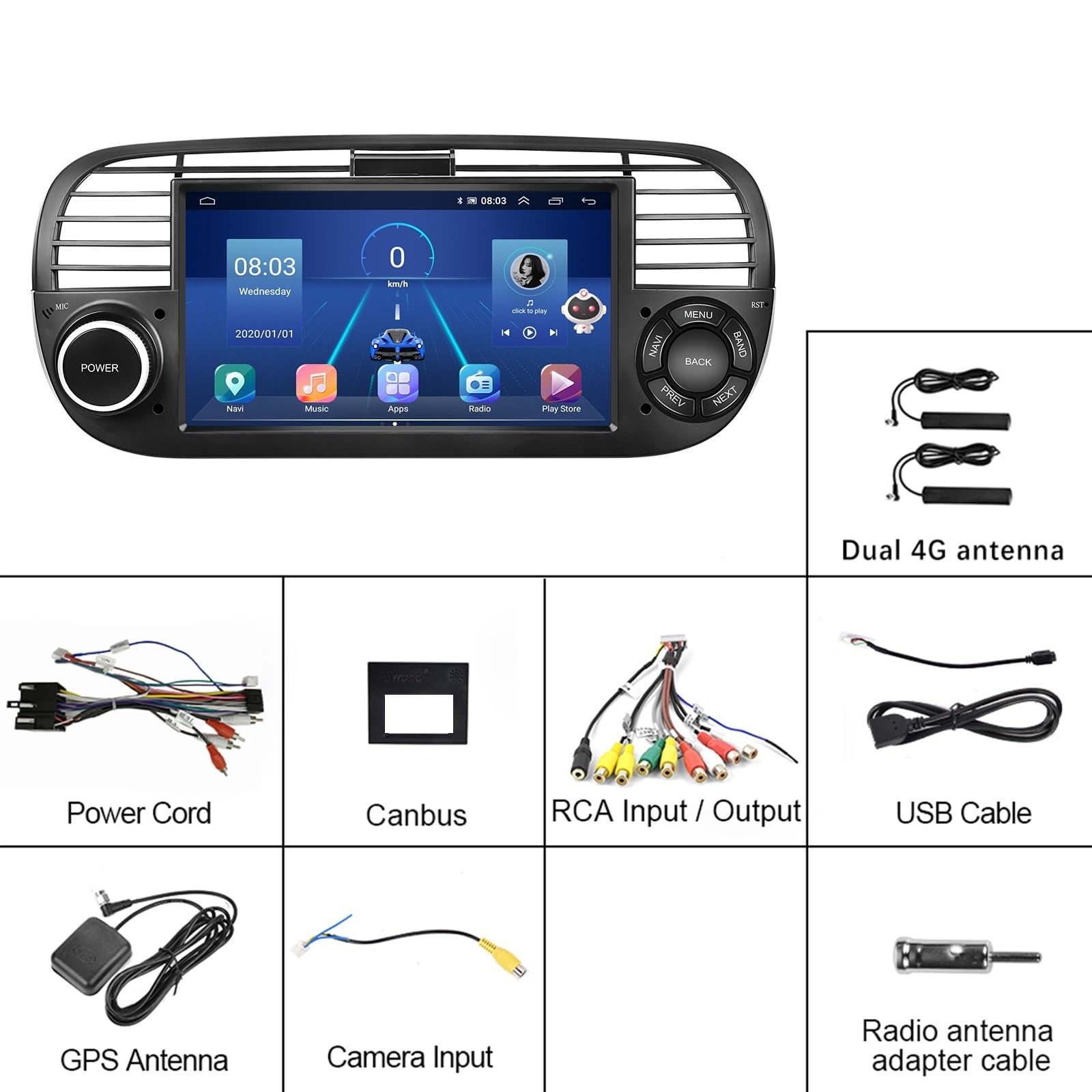 Nawigacja satelitarna Radioodtwarzacz samochodowy Odtwarzacz multimedialny Auto WIFI Nawigacja GPS(1 16G WE CAM)