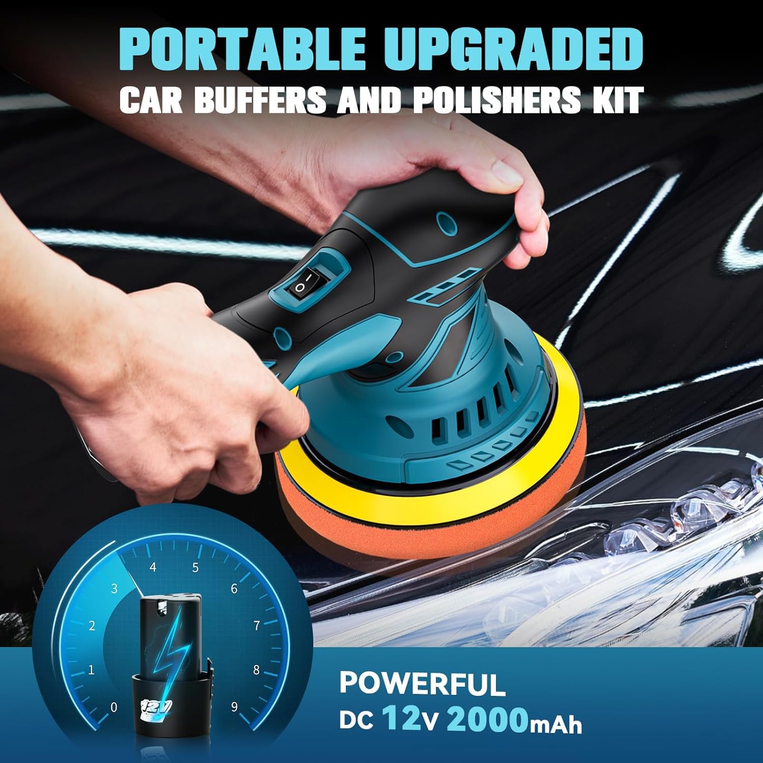 Polisseuse Voiture, Polisseuse Voiture Sans Fil, 6 Vitesse Variable, 2800-6000 Rpm, 1/2 X 1500 Mah 21v Batterie, Pour Le Polissage Et Le Cirage De Voitures Meubles (nouveau-1 x batterie)