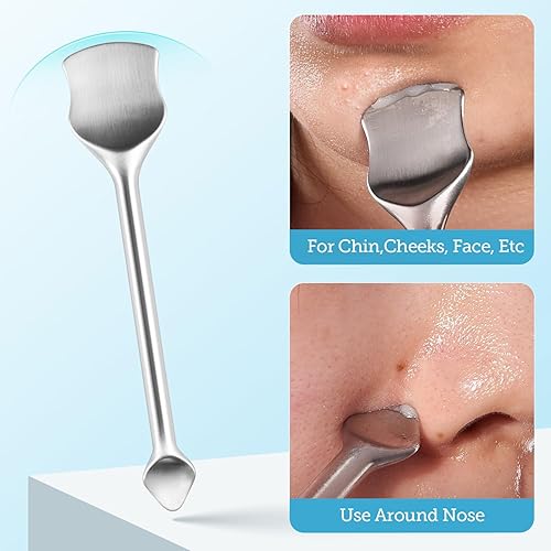 Miniatura 3 de LitBear Herramienta de preparación de poros, kit de herramientas para eliminar puntos negros, herramienta de extracción de espinillas de acero