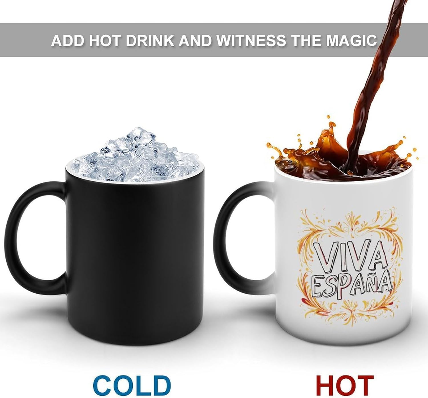 Spain Viva EspañA Color Changing Mug Heated Ceramic Cup Heat Sensitive Coffee Mug Fun Gift