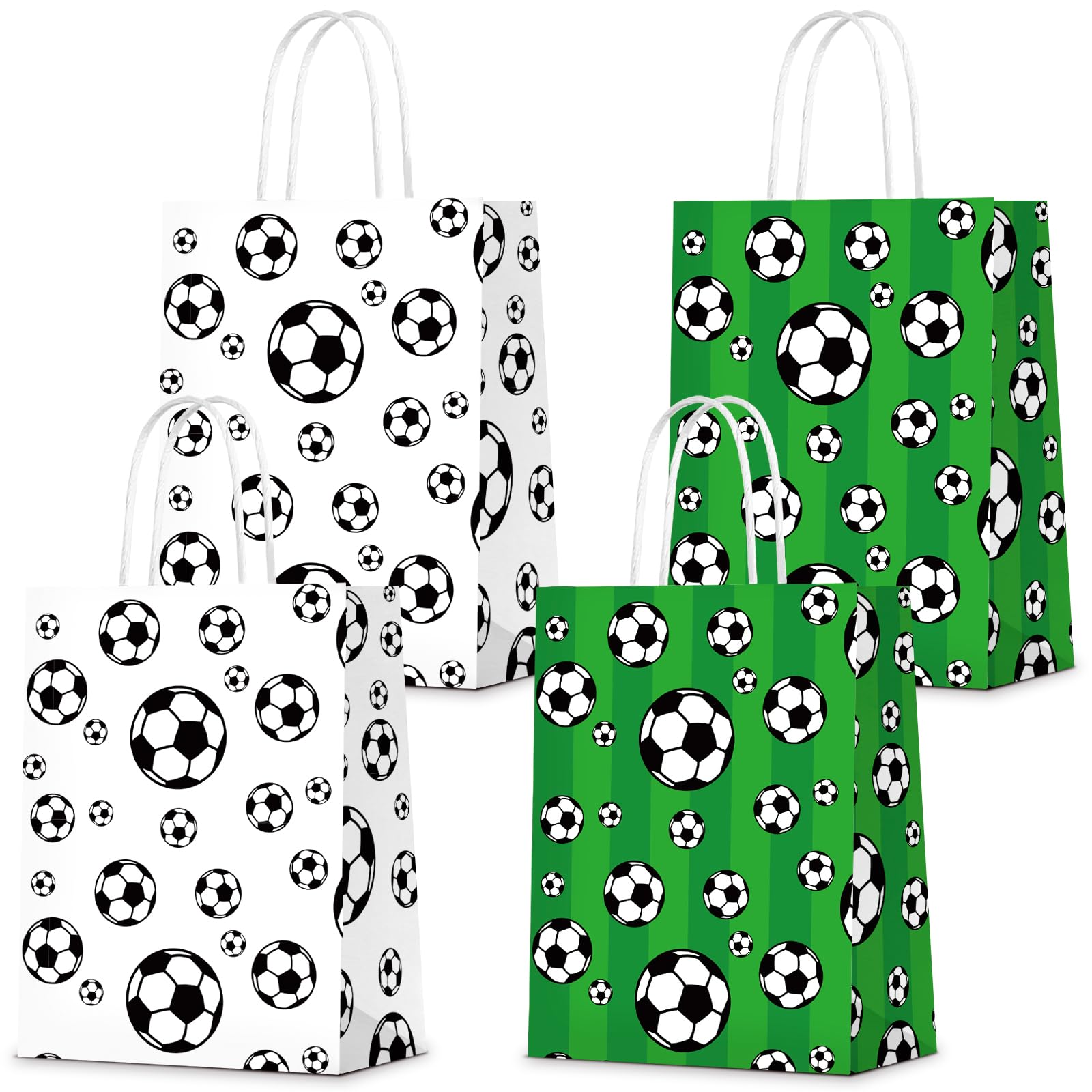 Infankey 16 PCS Soccer Party Decorations with Handle Soccer Paper Bags Soccer Treat Snacks Bags Soccer Gift Bags Soccer Theme Party Decorations Soccer
