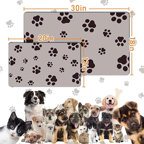 Miniatura 4 de Tapete de comida para mascotas para perro, antideslizante, súper absorbente, fácil de limpiar, accesorios y productos para alfombrillas de comida