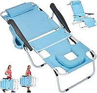 Vista 29 de ABORON - Silla de bronceado acolchada de 5 posiciones para bronceado al aire libre, paquete de 2, resistente y portátil, para tomar el sol, patio