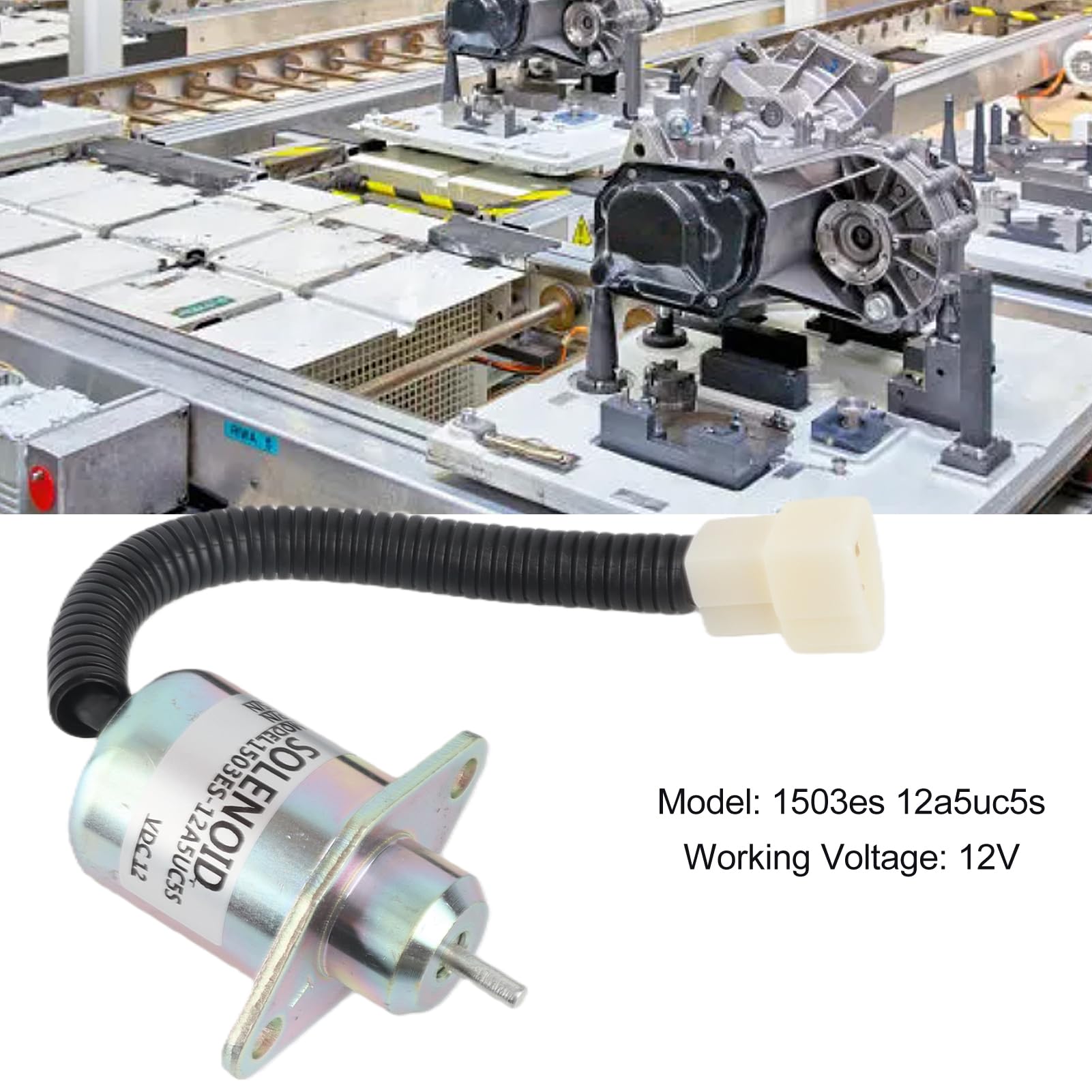 Válvula solenoide de cierre de de 12 V 1503es 12a5uc5s Generador antiinterferencias preciso Solenoide de parada de apagado de para reemplazo