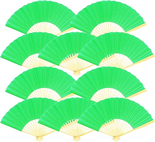 Miniatura 7 de Quasimoon PaperLanternStore.com Abanicos de mano de seda de vino MarsalaBorgoña de 9 pulgadas para bodas (paquete de 10)