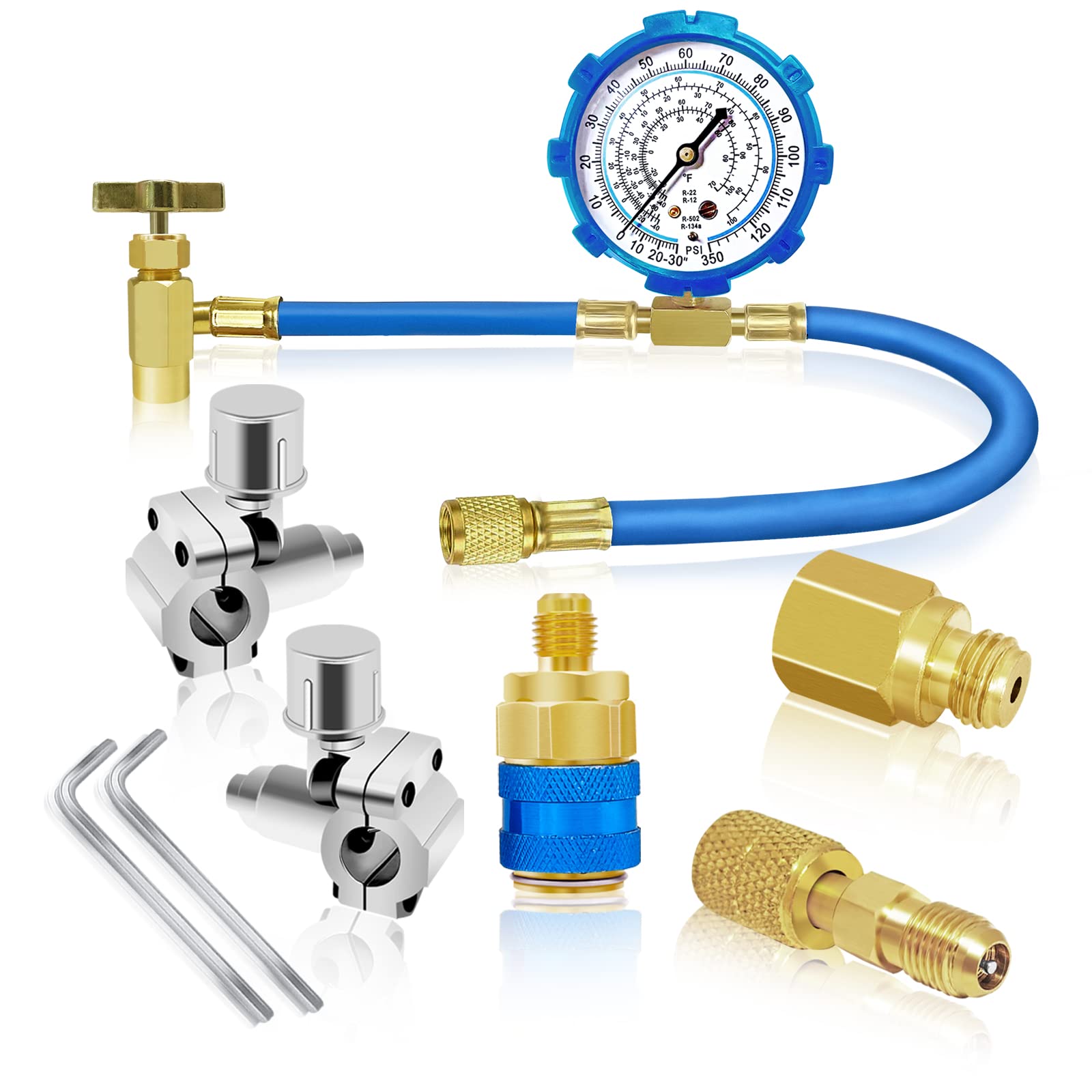 AC Refrigerant Kit With Gauge R134A Refrigerant Charging Hose With ...