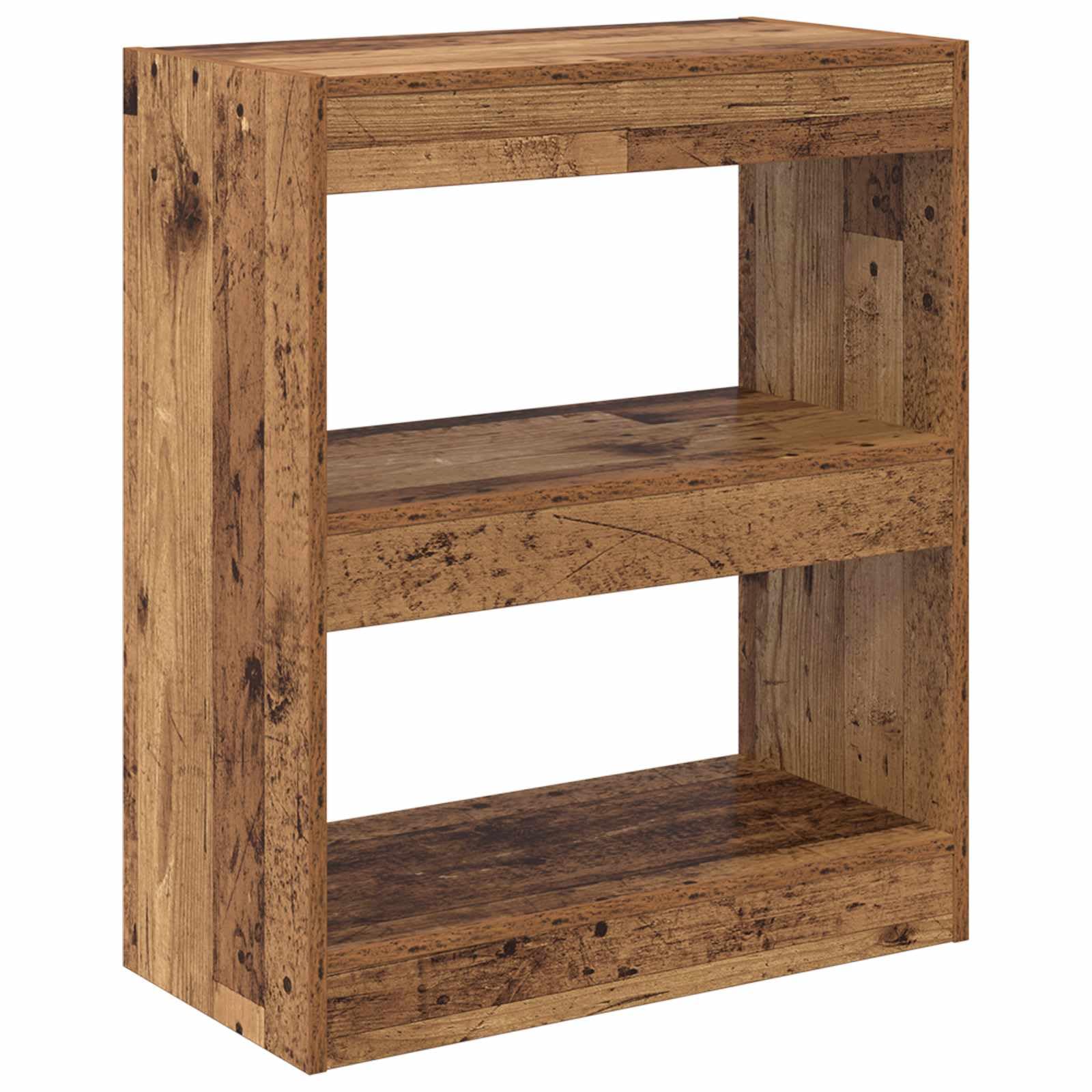 Libreria a 2 Ripiani da Soggiorno 60x30x72 cm Legno Vecchio | Scaffale salvaspazio compatto per studio e camera da letto con due ampi scomparti aperti in legno ingegnerizzato.