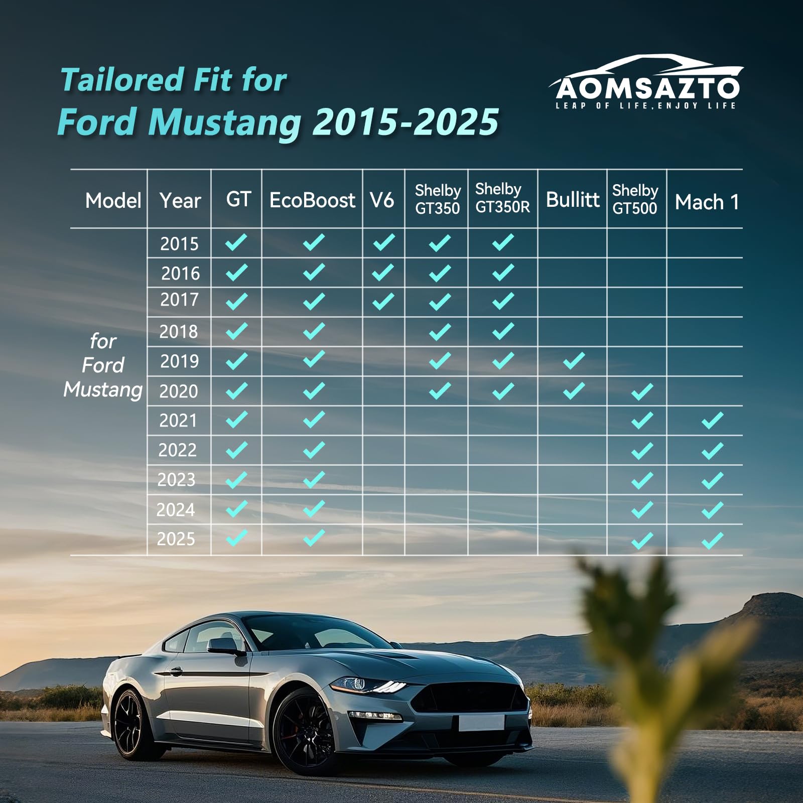 Telo Copriauto Per Ford Mustang (1993-2023) - Tessuto Oxford Impermeabile, UV, Antigrandine, Con Cerniera Laterale