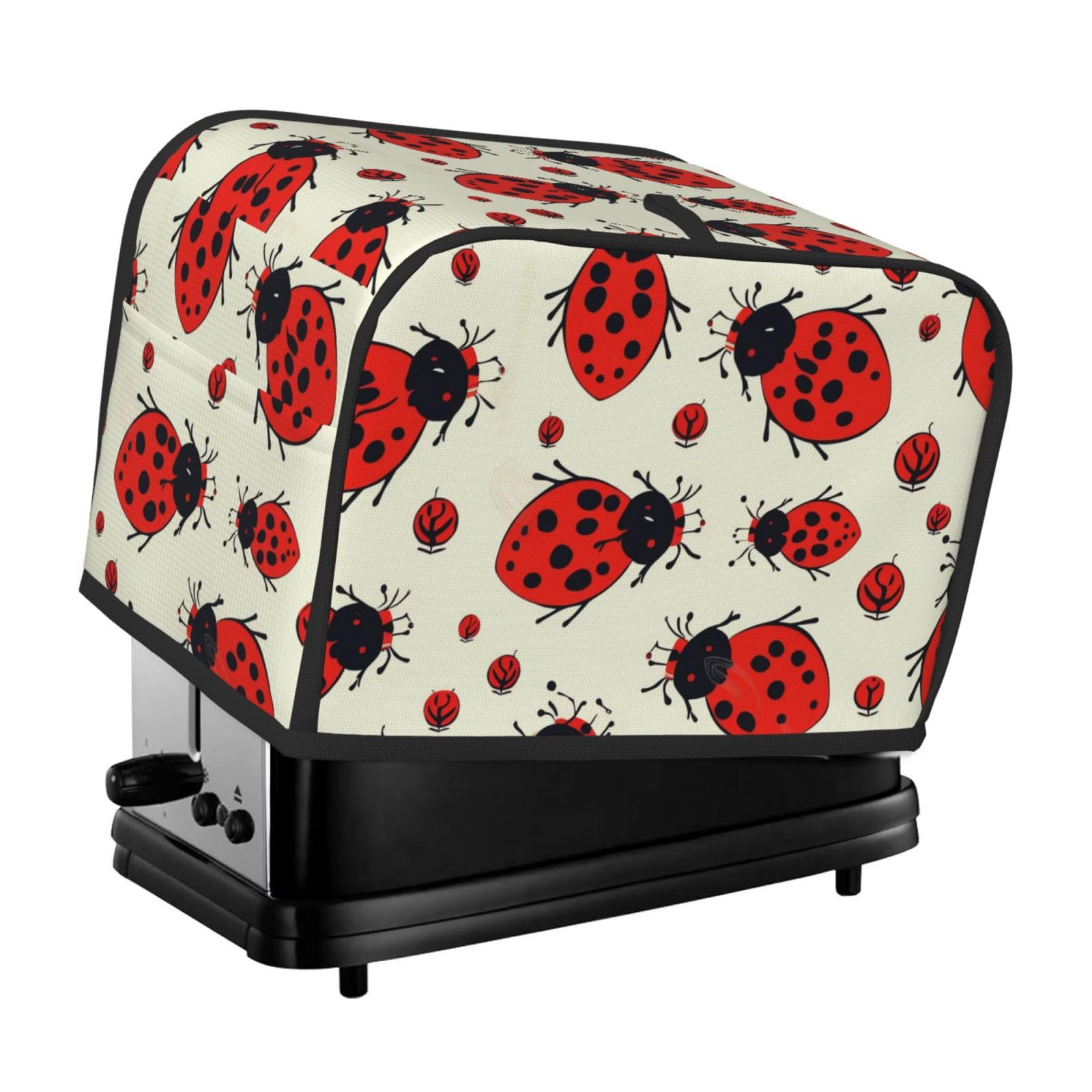 Toaster Covers 2 Slice Red Ladybug Bread Machine Cover Quilted Toaster Dustproof Cover Washable Appliance Cover Bread Maker Protective For Kitchen Small Appliance