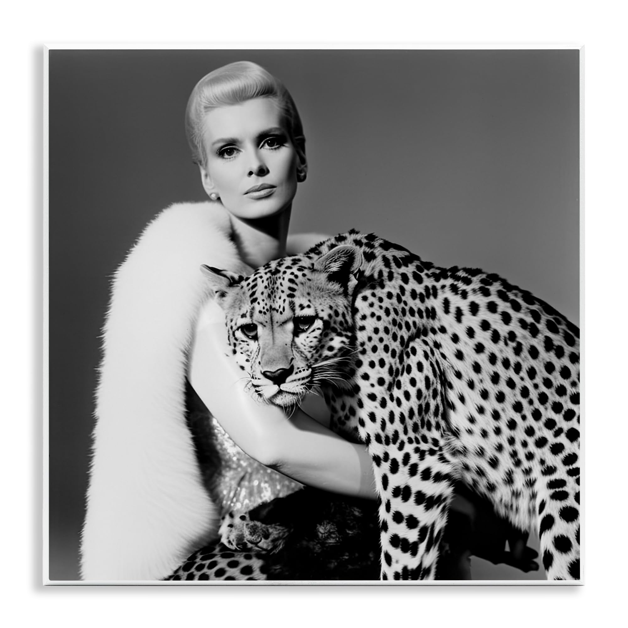 Stupell Industries Cat Woman Cheetah Portrait Wall Plaque Art, design by Sasha, 12 x 12